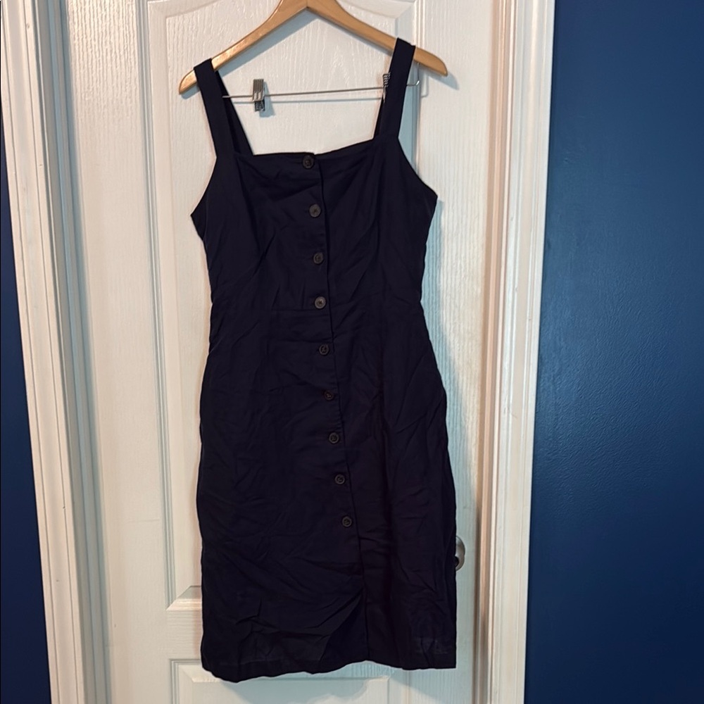 GAP Navy Button-Front Midi Dress